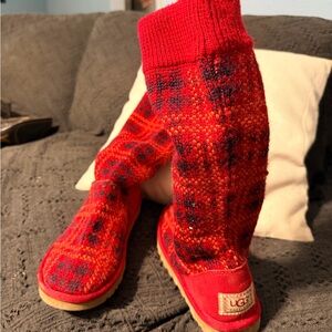 UGG Kids Red and Black Knit Socks